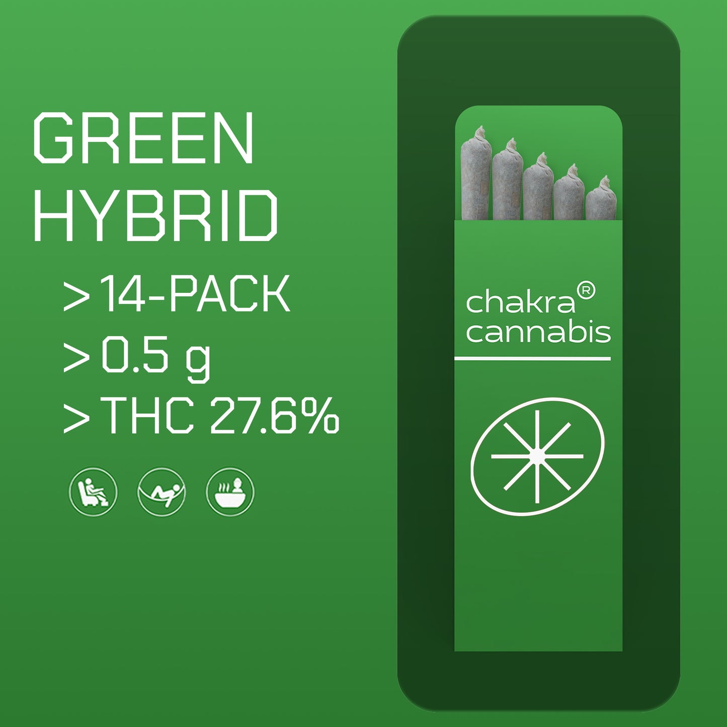 Pre-Roll 14x0.5g | Green | Hybrid 50/50 | THC 27%